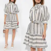 Zimmermann Matchmaker Swing Stripe Button Up Mini Dress US 6 NWT