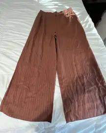 Express Brown Pinstripe Wide-Leg Pants