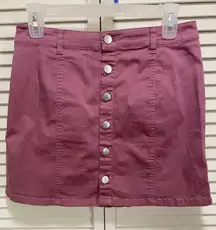 Forever 21 Women's Button‎ Down Soft Denim Mini Skirt Dark Mauve Size Medium