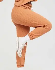 Aerie Offline Orange Brown Cozy Class Fold Over Jogger Sz.M NWT
