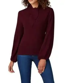 KEEPSAKE Dark Red Knit Long Sleeves High Neckline Key Hole Front Top Size XS