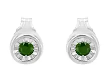 Haus of Brilliance .925 Silver 1/5 Cttw Round Green Diamond Stud Earrings