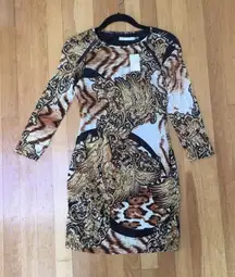 DO & BE Animal Print Long Sleeve Dress Size Small