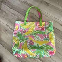 Lilly Pulitzer x Estée Lauder Tropical Banana Tote Bag beach
