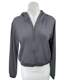 Fabletics Women's Gray Waffle Knit Long Sleeve Hoodie Hooded Sweatshirt Top M
