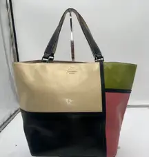 Kate Spade MADE IN ITALY Colorblock Leather Tote Bag Vintage