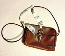 Liz Claiborne Medium Brown Crossbody with Dark Brown Trim and Two Twillies EUC