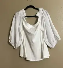 Who What Wear Cotton Blend Ruffle Off Shoulder Sleeves Cropped Top Size 3XL