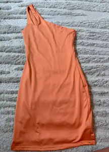ORANGE ONE STRAP BODYCON DRESS