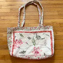 Handmade Cotton Quilted Large Tote Bag Floral Patchwork Cottage Granny