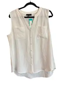 Fortune + Ivy Kai Sleeveless Button Front Blouse Off-White XL Stitch Fix NWT