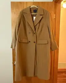 Lands’ End Camel Long Coat Wool Blend Double Breasted Women’s Plus Size 26W 26 W