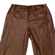 Ashley‎ Stewart Women's Brown Faux Leather wide leg Pants Size 26