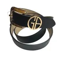 Giani Bernini Signature Buckle Panel Belt Black Size Small New