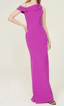 Sachin & Babi‎ Dress Womens 2 Purple Davis Gown Crepe Asymmetrical Off Shoulder