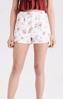 American Eagle White Floral Denim Mom Shorts Women’s Size 4 100% Cotton