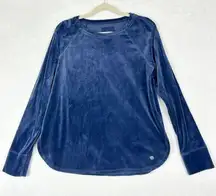 Lilly Pulitzer Luxletic Blythe Velour Pullover Size Medium Navy Thumbholes