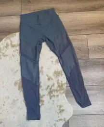 Blue Mesh Panel Cutout Leggings