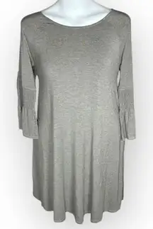 Agnes and Dora Walker Dress Heather Gray Smocked Sleeve Casual L