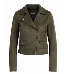 Banana Republic Green Vegan Faux Suede Motorcycle Jacket Size XS