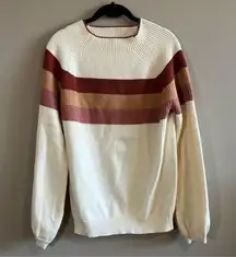 ✨ Polagram Women’s Cream Pink Striped Crewneck Sweater Medium