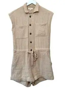 Bohme  Romper Soft Cotton Cinch Waist Natural Summer Size XS