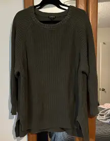 Express Women's Dark Green Crew Neck Sweater oversized large