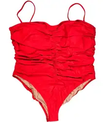 J. Crew Ruched‎ sweetheart one-piece in Red Plus 24 NWT