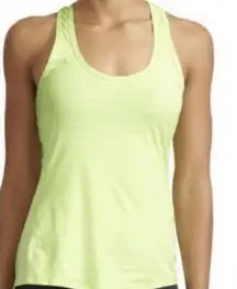 ATHLETA Neon Lime Green Ribbed Striped Racerback Workout Tank Top