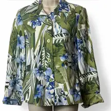 Kasper Linen‎ Blend Tropical Print Blazer