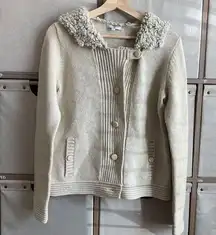 Gap 100% wool fuzzy collar cardigan