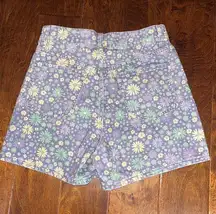 ZARA  Purple Floral Denim Shorts size 6. Button up. High waist