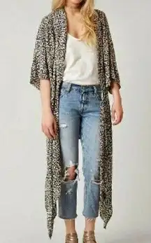 Billabong Black and White Spotted Kimono swim Cover up cardigan S/M