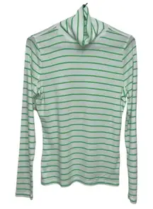 Vineyard Vines Striped Turtleneck Shirt Pima Womens Size Small Green White