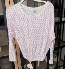 Eberjey pajamas gisele modal long sleeve tee top block floral print drawstring