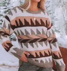 NEW  Snowdrift Knit Sweater in Mocha Combo Size Medium