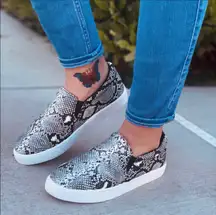 Snake Print Slip On Sneaker 