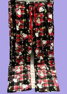 Peanuts Snoopy Women’s  Pajama Bottoms - Red and Black Plaid M