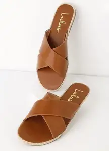 Lulus Brown Sandals Womens Shoes Koren Flats Slip On Size 8