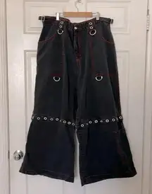 Dolls Kill widow faded black red stitch 90s goth extreme baggy jeans 2X