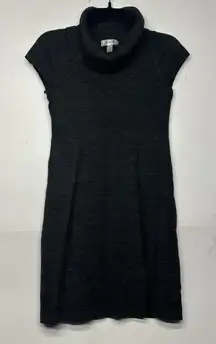 Women’s Dressbarn Sweater Dress Small Gray Short Sleeve Cowl Neck Knit Winter