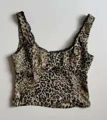 Zara Lace Trim Leopard Print Cami‎ Tank Top Size Small Y2K Feminine Dainty