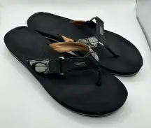Coach Jada Signature C Monogram Flip Flop Sandals Black Tan Womens 11B y2k