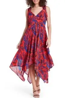 for Target leaves botanical print tie strap midi dress with asymmetrical hem