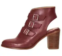 TopShop Burgundy Leather Jigsaw Boot Shoes Size 7.5