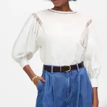 Madewell NWT Embroidered Poplin Balloon-Sleeve Top size small