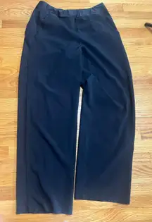 Lands' End Performance  Black Wide Leg Pants Size Medium Elastic Waist Pockets