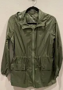 OUTFITTERS Zip Up Olive Green Raincoat