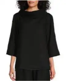 Bryn Walker Cotton Gauze 3/4 Sleeve Etta Shirt In Black Size S