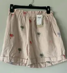 Elie Tahari Pink Tropical Linen Blend Shorts Sz Small Preppy Summer Vacation New